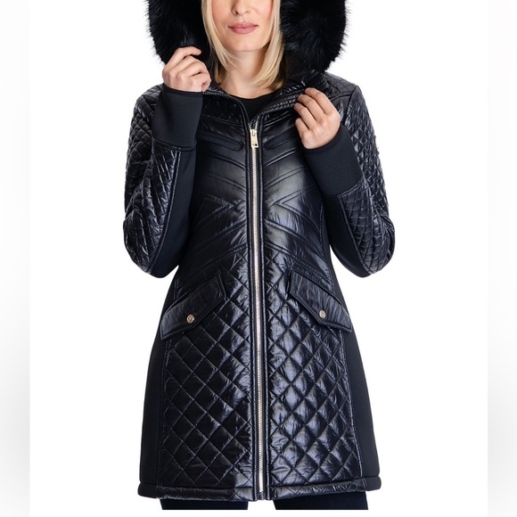 NWT Michael Kors fur trim coat🌙 - Picture 6 of 8